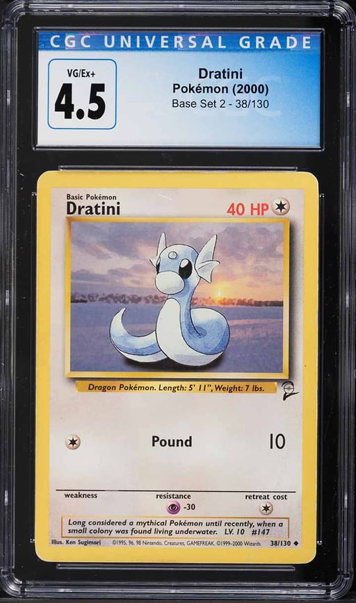 2000 Pokemon Base Set 2 Dratini #38 CGC 4.5 VGEX+