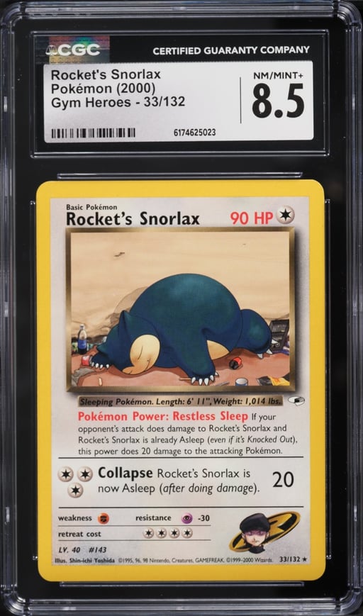2000 Pokemon Gym Heroes Rocket's Snorlax #33 CGC 8.5 NM-MT+