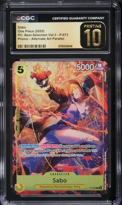 2025 One Piece PC Best Selection Vol 3 Alt Art Sabo #P-073 CGC 10 PRISTINE