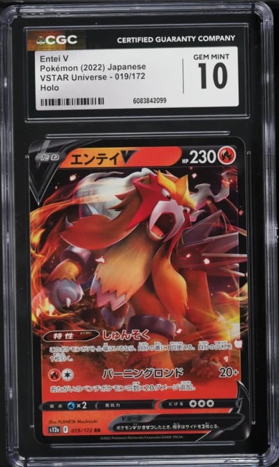 2022 Pokemon Japanese SWSH VSTAR Universe Full Art Entei V #19 CGC 10 GEM MINT