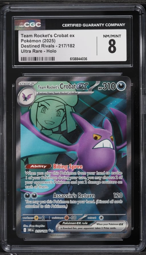 2025 Pokemon Scarlet & Violet Destined Rivals Full Art Team Rocket's Crobat Ex #217 CGC 8 NM-MT
