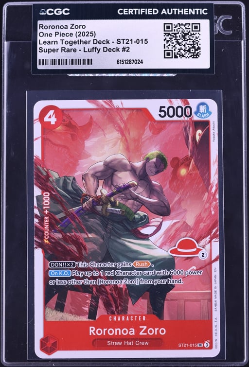 2025 One Piece Learn Together Luffy Deck #2 SR Roronoa Zoro #ST21-015 CGC AUTH