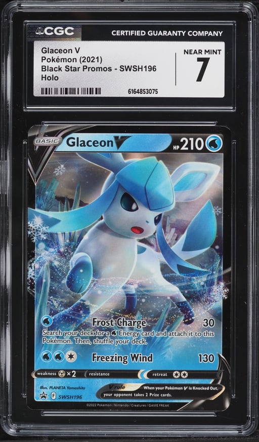 2021 Pokemon Sword & Shield Promo Holo Glaceon V #SWSH196 CGC 7 NRMT