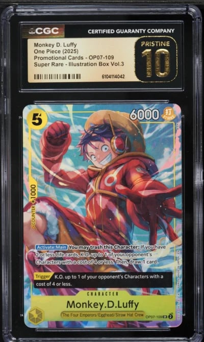 2025 One Piece Promo Cards Illustration Volume 3 SR Monkey D. Luffy #OP07-109 CGC 10 PRISTINE