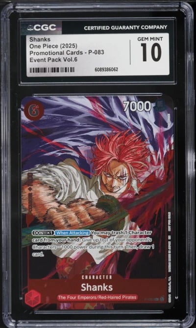 2025 One Piece Promo Event Pack Vol. 6 Shanks #P-083 CGC 10 GEM MINT