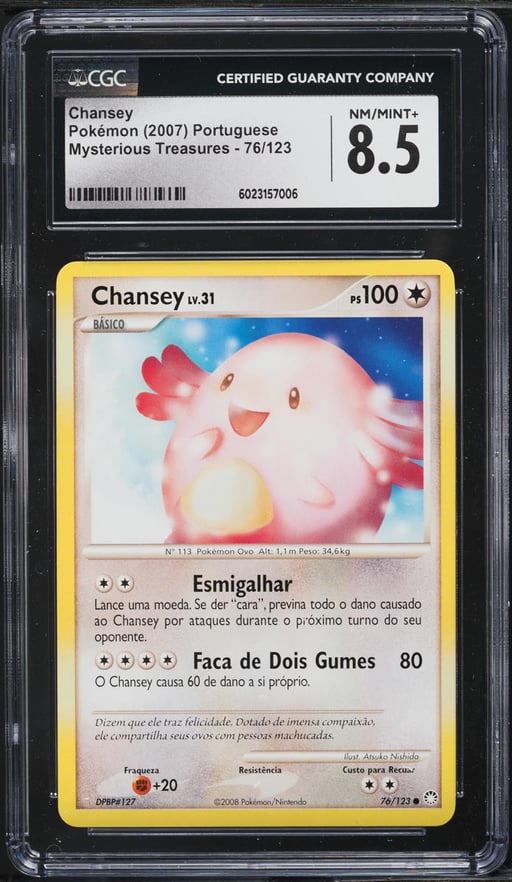 2007 Pokemon Portuguese DP Mysterious Treasures Chansey #76 CGC 8.5 NM-MT+