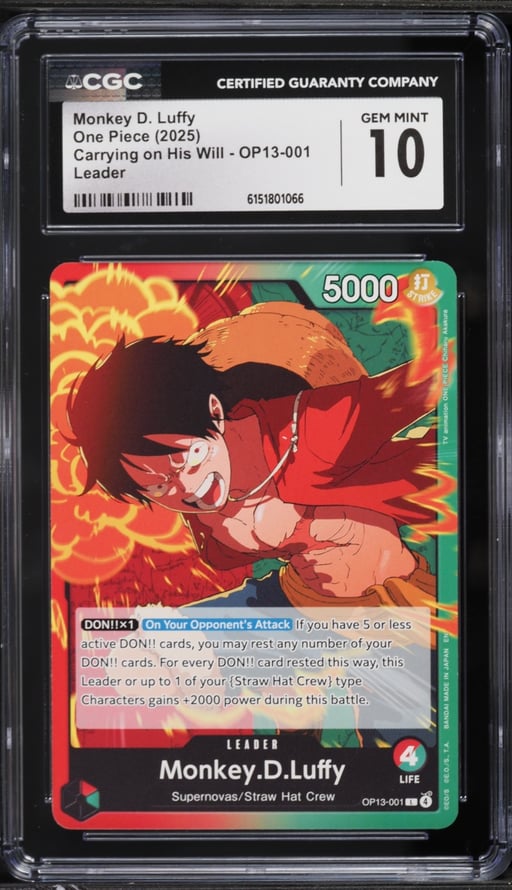 2025 One Piece Carrying On His Will Leader Monkey D. Luffy #OP13-001 CGC 10 GEM MINT