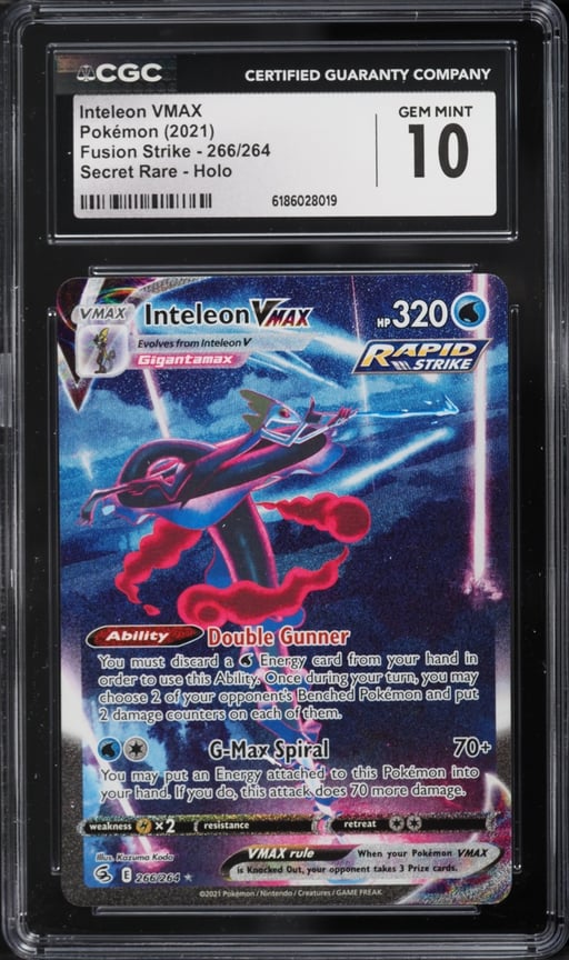 2021 Pokemon Sword & Shield Fusion Strike Full Art Inteleon VMAX #266 CGC 10 GEM MINT
