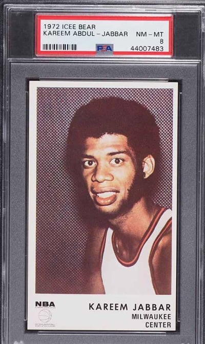 1972 Icee Bear Basketball Kareem Abdul-Jabbar PSA 8 NM-MT