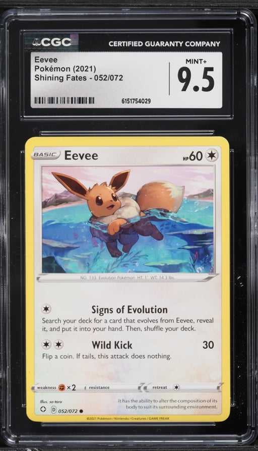 2021 Pokemon Sword & Shield Shining Fates Eevee #52 CGC 9.5 MINT+