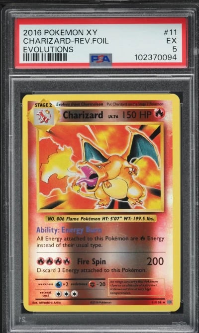 2016 Pokemon XY Evolutions Reverse Holo Charizard #11 PSA 5 EX