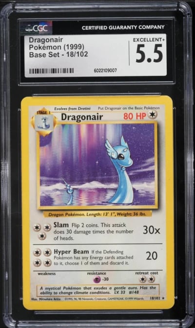 1999 Pokemon Base Set Dragonair #18 CGC 5.5 EX+