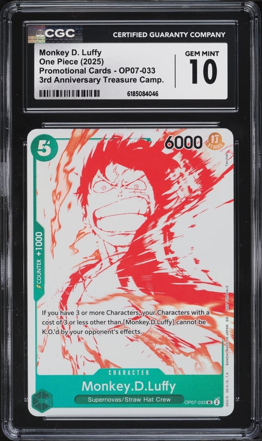 2025 One Piece Promo 3rd Anniversary Treasure Monkey D. Luffy #OP07-033 CGC 10 GEM MINT