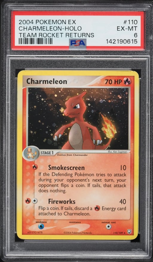2004 Pokemon EX Team Rocket Returns Holo Charmeleon #110 PSA 6 EXMT