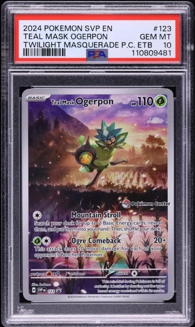 2024 Pokemon SV Promo Twilight Masquerade P.C. ETB Teal Mask Ogerpon #123 PSA 10