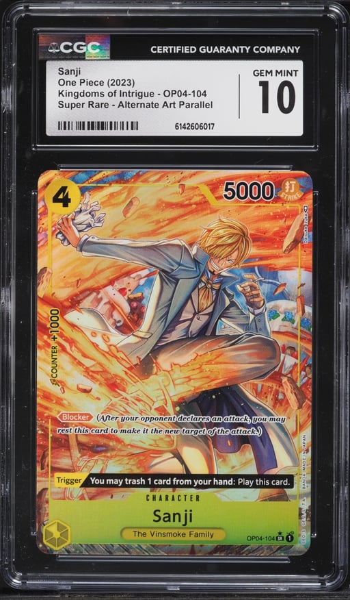 2023 One Piece Kingdoms Of Intrigue Alt Art Sanji #OP04-104 CGC 10 GEM MINT