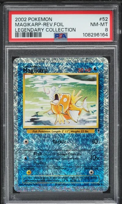 2002 Pokemon Legendary Collection Reverse Holo Magikarp #52 PSA 8 NM-MT