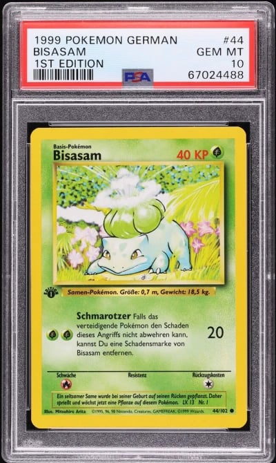 1999 Pokemon German Base Set 1st Edition Bulbasaur #44 PSA 10 GEM MINT