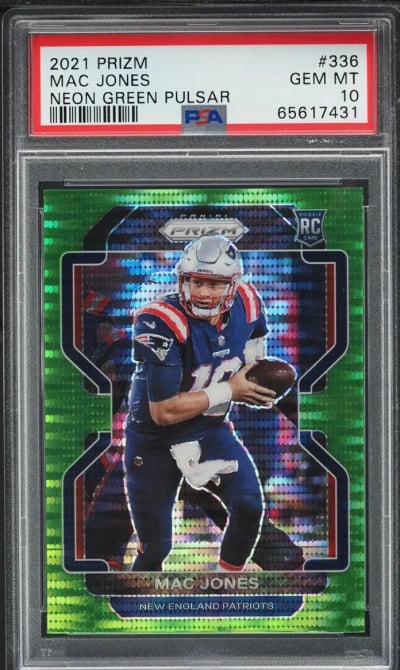 2021 Panini Prizm Neon Green Pulsar Mac Jones ROOKIE #336 PSA 10 GEM MINT