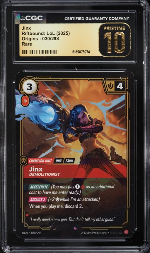 2025 Riftbound League Of Legends LoL Origins Jinx #30 CGC 10 PRISTINE
