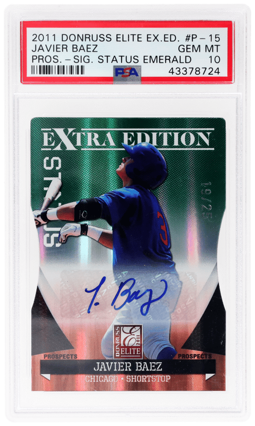 2011 Donruss Elite Extra Edition Prospects Signature Status Emerald Javier Baez #P-15 19/25 PSA 10