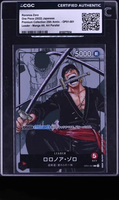 2022 One Piece Japanese Premium 25th Anniversary Manga Art Roronoa Zoro L #OP01-001 CGC AUTH