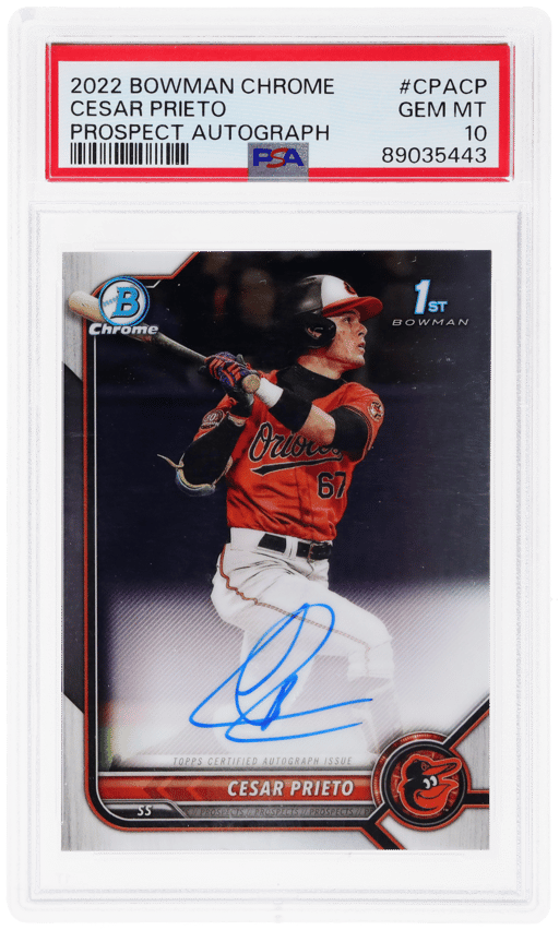 2022 Bowman Chrome Prospect Autograph Cesar Prieto #CPA-CP PSA 10