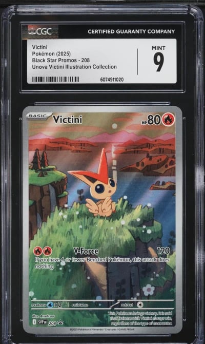 2025 Pokemon SV Black Star Promo Unova Illustration Victini #208 CGC 9 MINT