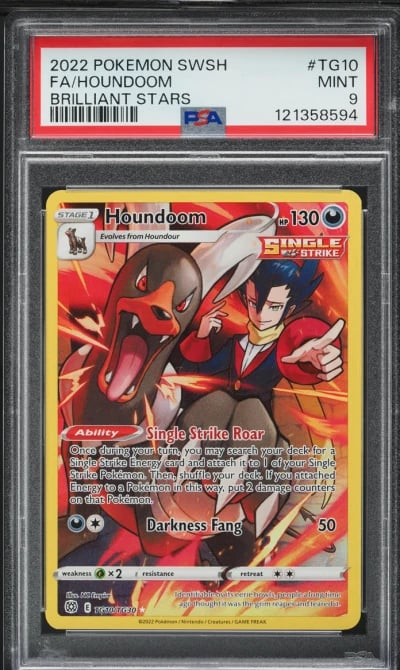 2022 Pokemon Sword & Shield Brilliant Stars Full Art Houndoom #TG10 PSA 9 MINT