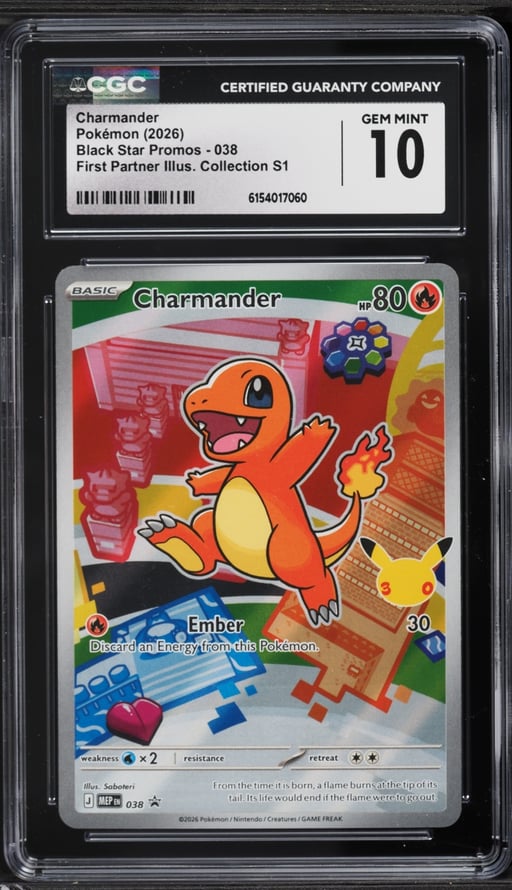 2026 Pokemon Mega Evolution Promo First Partner Illustration Full Art Charmander #38 CGC 10 GEM