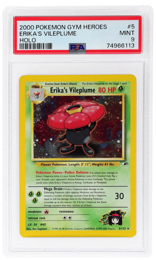 2000 Pokemon Gym Heroes Holo Erika's Vileplume #5 PSA 9