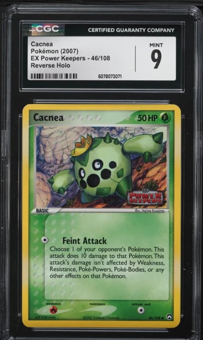 2007 Pokemon EX Power Keepers Reverse Holo Cacnea #46 CGC 9 MINT