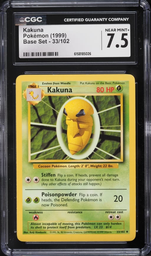 1999 Pokemon Base Set Kakuna #33 CGC 7.5 NRMT+