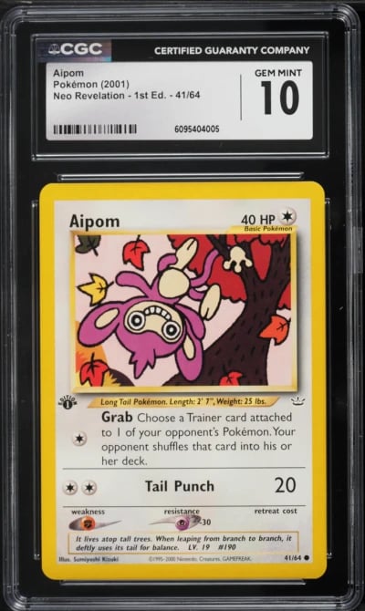 2001 Pokemon Neo Revelation 1st Edition Aipom #41 CGC 10 GEM MINT
