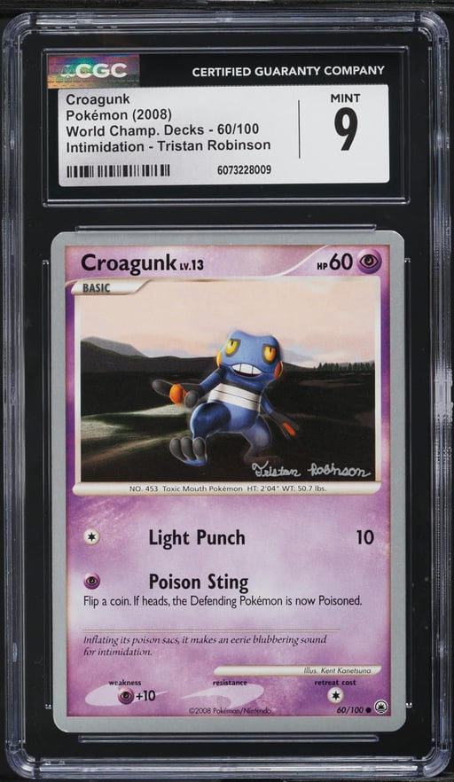2008 Pokemon World Champ Decks Intimidation Tristan Robinson Croagunk #60 CGC 9