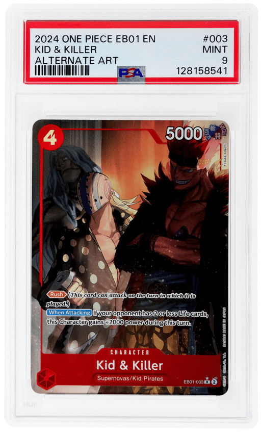2024 One Piece Extra Booster Memorial Collection Alternate Art Kid/Killer #EB01003 PSA 9