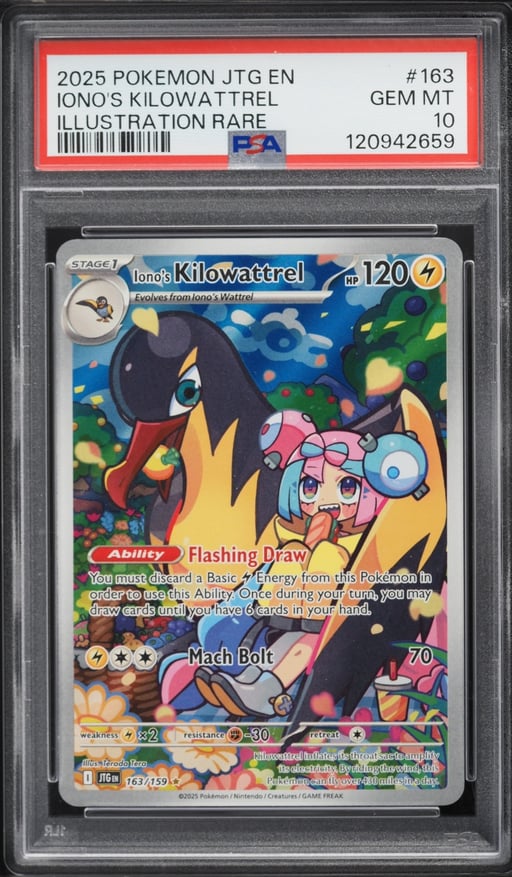 2025 Pokemon Scarlet & Violet Journey Together IR Iono's Kilowattrel #163 PSA 10 GEM MINT