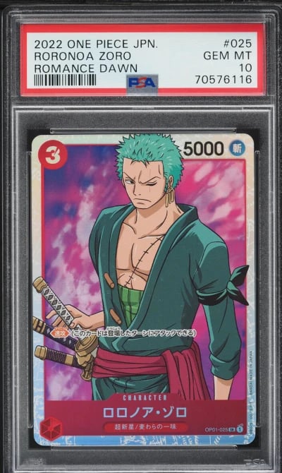 2022 One Piece Japanese Romance Dawn Roronoa Zoro #OP01-025 PSA 10 GEM MINT