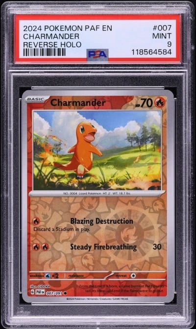 2024 Pokemon SV Paldean Fates Reverse Holo Charmander #7 PSA 9 MINT