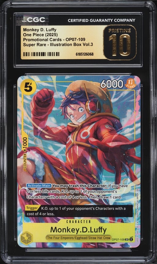 2025 One Piece Promo Illustration Box Vol. 3 Super Rare Monkey D. Luffy CGC 10 PRISTINE