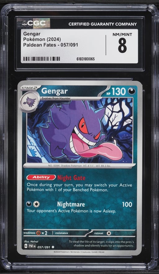 2024 Pokemon Scarlet & Violet Paldean Fates Gengar #57 CGC 8 NM-MT