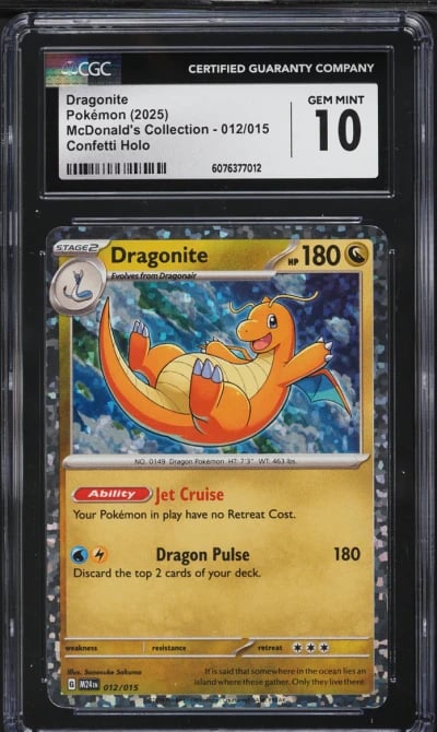 2025 Pokemon SV McDonald's Collection Confetti Holo Dragonite #12 CGC 10 GEM