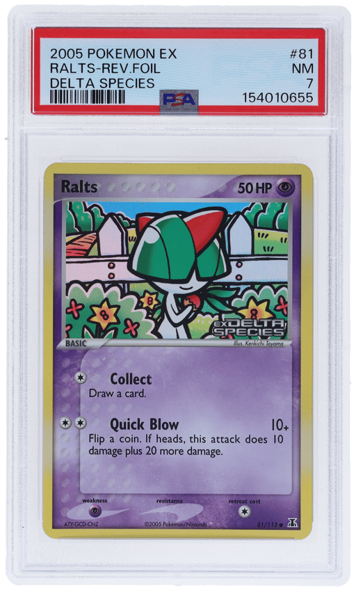 2005 Pokemon Ex Delta Species Reverse Holo Ralts #81 PSA 7