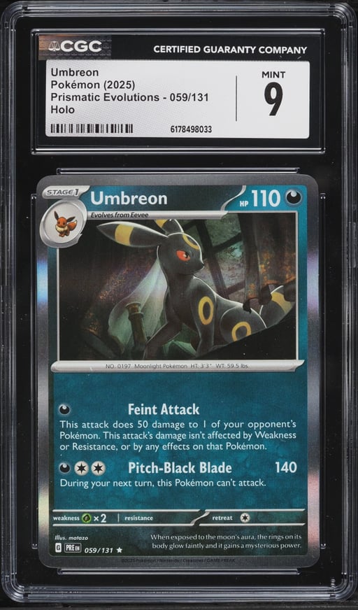 2025 Pokemon Scarlet & Violet Prismatic Evolutions Holo Umbreon #59 CGC 9 MINT