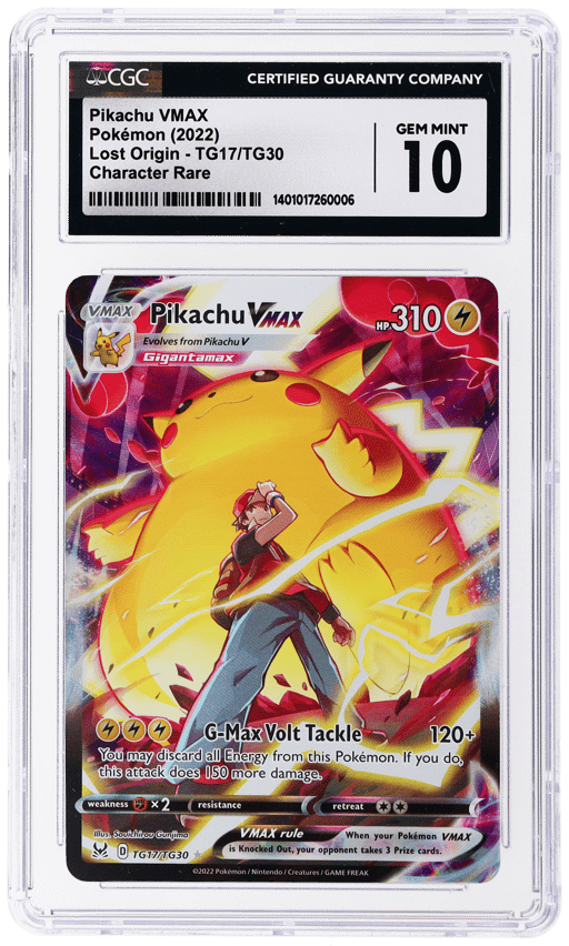 2022 Pokemon Sword and Shield Lost Origin Pikachu Vmax #TG17 CGC 10