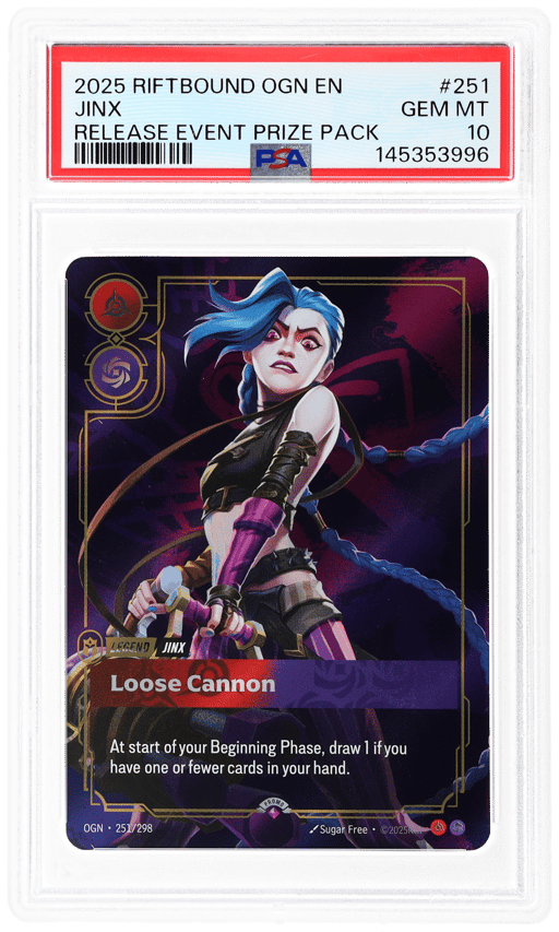 2025 Riftbound: League of Legends Origins Release Event Prize Pack Jinx #251 PSA 10
