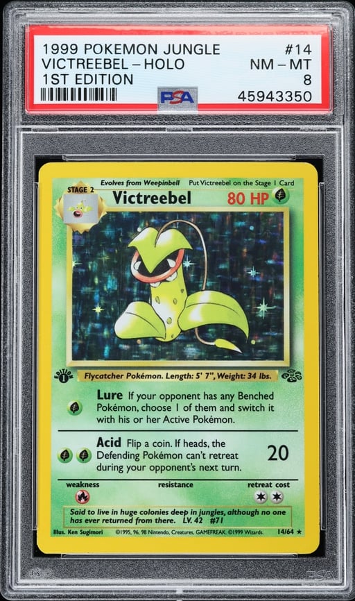 1999 Pokemon Jungle 1st Edition Holo Victreebel #14 PSA 8 NM-MT