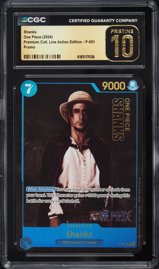 2024 One Piece Promo Premium Collection Live Action Edition Alt Art Shanks #P-051 CGC 10