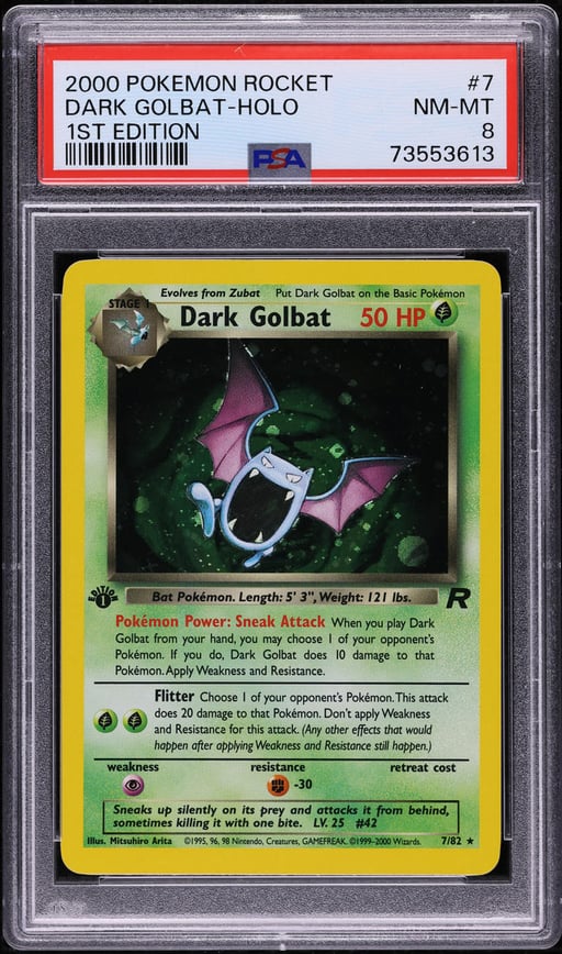 2000 Pokemon Team Rocket 1st Edition Holo Dark Golbat #7 PSA 8 NM-MT