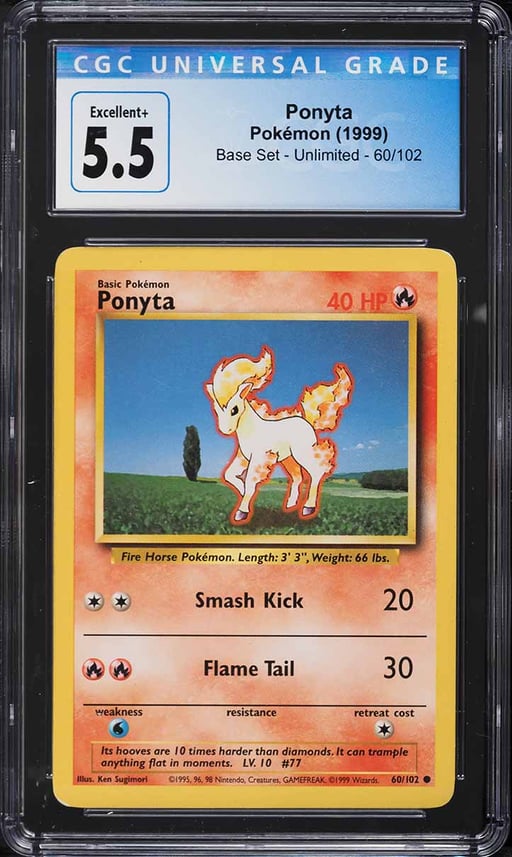 1999 Pokemon Base Set Ponyta #60 CGC 5.5 EX+